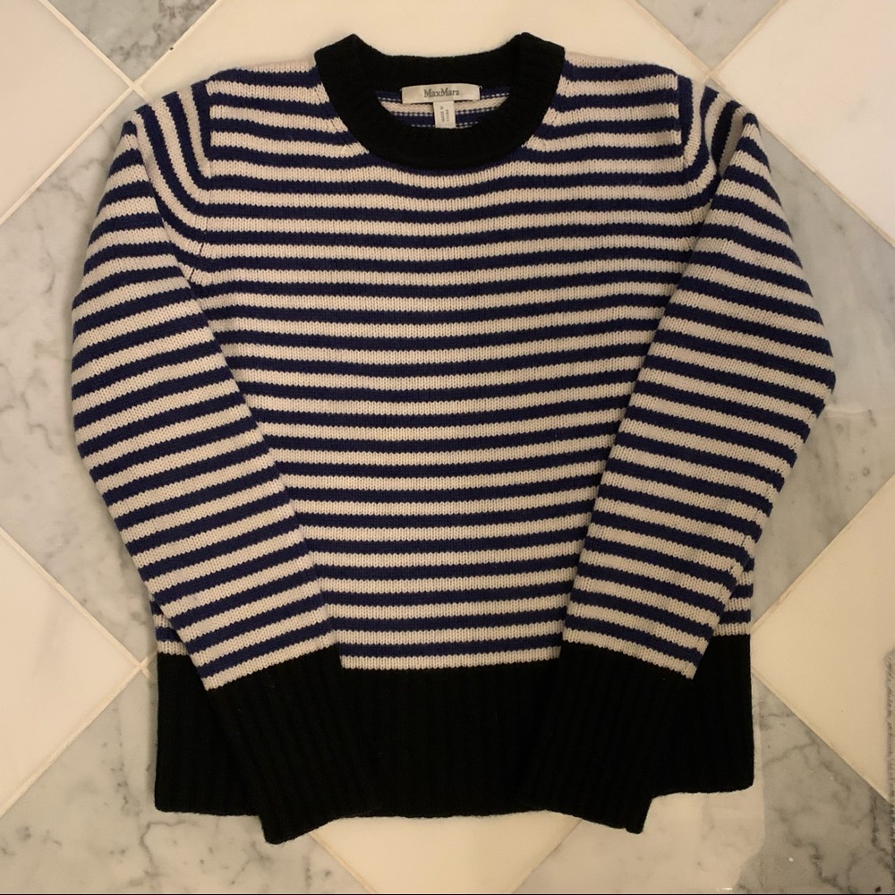 MAXMARA 100% CASHMERE STRIPE SWEATER